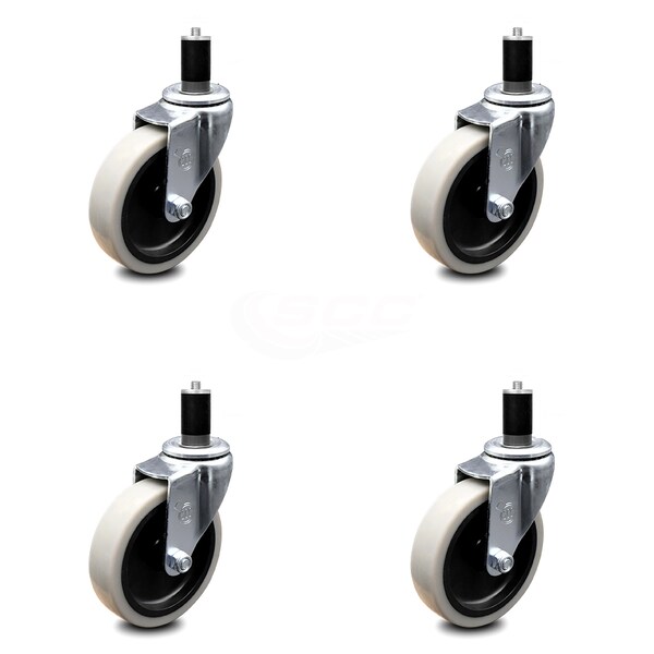4 Inch Thermoplastic Rubber Wheel 1-1/2 Inch Expanding Stem Caster SCC, 4PK